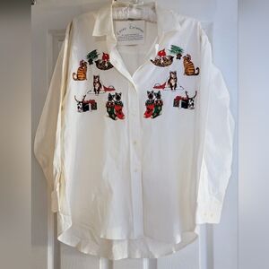 Vintage Casey Coleman Christmas Kitties long sleeve